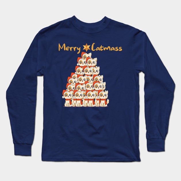 Merry Catmas Long Sleeve T-Shirt by DMarts